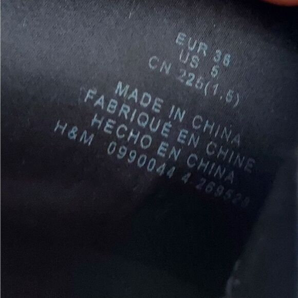 H&M Black Faux Leather Combat Style Lace Up/ Zip Platform Boots Sz 5 (37 EU) - Picture 9 of 9